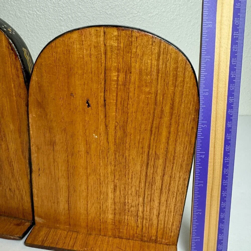 Vintage Hand Carved Wooden Australian Bookends Aboriginal Art